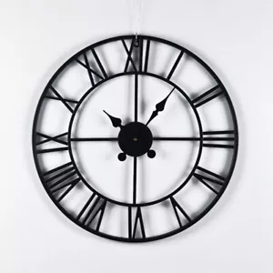 Large Outdoor Garden Wall Clock Big Roman Numerals Giant Open Face Metal 40CM - Picture 1 of 13