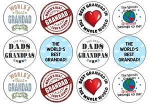 24 Fathers and Grandad Day Theme Edible Wafer Cup Cake Toppers Icing or Wafer - Picture 1 of 5