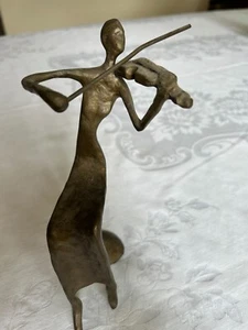 Escultura violinista moderna de bronce músico orquesta 7 1/2" de alto - Imagen 1 de 7