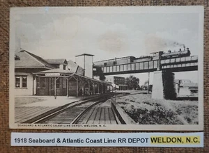 ptd: 1918 Seaboard & Atlantic Coast Line RR DEPOSITO WELDON N.C. Cartolina LITHO B/W - Foto 1 di 2