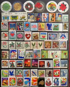 UNITED STATES of AMERICA BULK WORLD | 1 Scan LOVE / XMAS Stamps | USED | APR16 - Picture 1 of 3