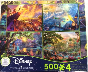 Disney Thomas Kinkade 4 Pack 500 Piece Puzzles Peter Pan Lion King Jungle Book - Picture 1 of 4