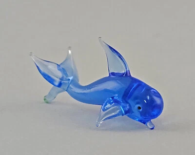 99812100  Glasfigur Lauscha Delphin Delfin bunt  antik mundgeblasen 2x5,5cm - Bild 1 von 2