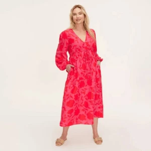 Kate Spade New York x Target XL Classic Rose Linen Long Sleeve Maxi Dress, Pink/ - Picture 1 of 5