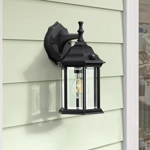 EDISHINE 2 Pack Outdoor Wall Lamp Dusk to Dawn Matte Black Front Porch Light - Picture 1 of 8