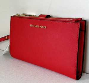 Pulsera Michael Kors Doble Cremallera Sangría Oscura Cuero Rojo 35F8GTVW0L Nueva con Etiquetas $258 - Imagen 1 de 7