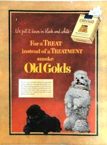 1952 Old Golds Cigarette Vintage Print Ad Poodles Treat Instead Of Treatment Dog