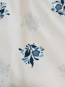 2 Piece Vintage Sears Flat and Fitted Twin Mid Century Modern Blue White Floral - Picture 1 of 12