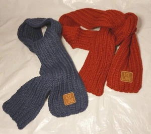 Lot Of 2 EST LOVE Kids Scarves Blue Wine Red NEW - Picture 1 of 1