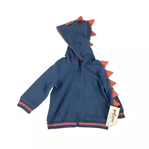Cat And Jack Jacket Boys Size 0-3 Months Blue Dino Full Zip Hoodie Dinosaur - Picture 1 of 5