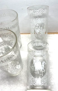 4er Set ~ Hazel Atlas "MONTICELLO" weiß/winter ~ Glasbecher ~ 5" hoch - Bild 1 von 2