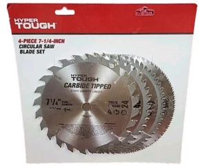NEW-SEALED Hyper Tough 4 PIECE 7-1/4" Circular Saw Blade Set Woodworking Shop - Picture 1 of 8
