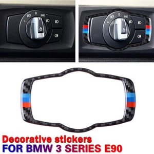 For BMW 3 Serie E90 Sedan Headlight Switch Trim Cover Frame Real Carbon Fiber - Bild 1 von 7