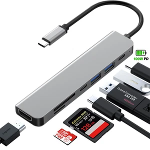Hub USB C 7 in 1, Adattatore USB C con HDMI 4K, 100W PD, 3 Porte Dati 5Gbps (1 USB- - Foto 1 di 11