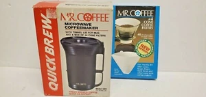 Nuevo de Lote Antiguo Mr. Coffee Cafetera Microondas Preparación Rápida 10 OZ Taza de Viaje #4 Filtros de Cono - Imagen 1 de 4