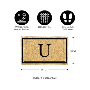 Monogram Coir Mat, Letter "U" - Picture 1 of 4