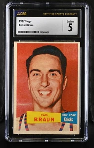 1957-58 Topps #4 Carl Braun New York Knicks - CSG 5 Ex  - Picture 1 of 2