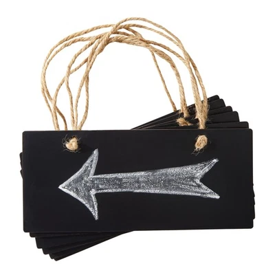6 Pk Small Hanging Chalkboard Signs for Weddings, Restaurants, Home Decor 7x3 In - Image 1 of 4