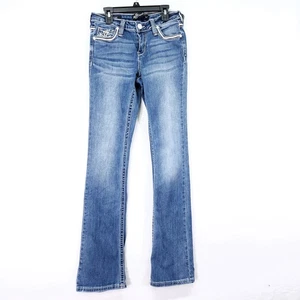 Affliction Y2K Schlagjeans Größe 25 Kreuz bestickt Taschenverzierung Details - Bild 1 von 15