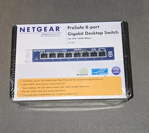 NEW  NETGEAR ProSafe 8-Port Gigabit Desktop Switch 10/100/1000 Mbps - GS108 NEW - Picture 1 of 2