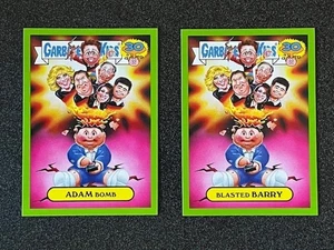 2015 GARBAGE PAIL KIDS 30TH ANNIVERSARY ADAM BOMB/BLASTED BARRY GREEN 2a-2b GPK - Picture 1 of 4