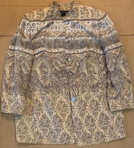 Dana Buchman Woman Tan Print 5-Button 100% Silk Lined Blazer Jacket Size 16 - Picture 1 of 5