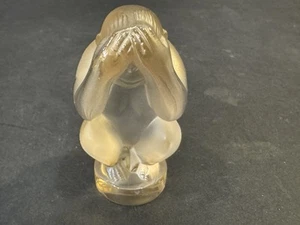Lalique Crystal Wise Monkey See No Evil Clear con accenti dorati ottime condizioni - Foto 1 di 8