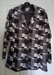 PARSLEY  & SAGE Jacket L Large Black White Checkerboard Square Soft Cardigan - Picture 1 of 4
