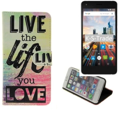 Housse Étui pour Archos 50f Helium Lite portefeuills Flip Cover Coque fleur Wal - Photo 1/4