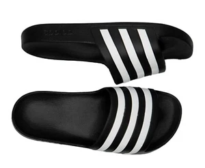 Adidas Unisex-Adult Adilette Aqua Swim Black Slide Sandals Logo Slippers F35543 - Picture 1 of 7