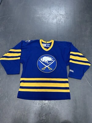 Vintage CCM NHL Buffalo Sabres Royal Blue Swords Jersey Size Small Unisex Adult - Image 1 of 4