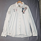 Gasstra Mens Long Sleeve Shirt Size XXL White Patches Casual
