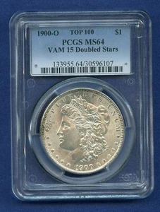 1900-O Morgan Silber Dollar PCGS TOP 100 MS 64 VAM 15 Doubled Stars, sehr selten. - Bild 1 von 2