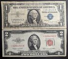 Star Note 1957 $1 Silver Certificate Blue Seal Star Note 1953 $2 Red Seal  (104)