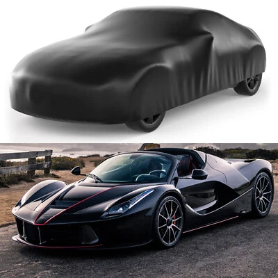 Capa de carro completa ao ar livre cetim elástico poeira impermeável preta para Ferrari LaFerrari - Imagem 1 de 4