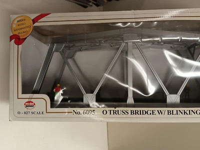 MODEL POWER #6095 O SCALE TRUSS BRIDGE W/ BLINKING LIGHT IN ORIGINAL BOX - Image 1 of 3