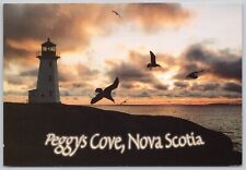 Peggy's Cove, Nova Scotia, Canada Vintage Postcard, Sunset, Lighthouse