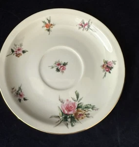 Vintage Mieto Garden Rose 5.75 Inch Saucer Ivory Pink Yellow Replacement Piece - Picture 1 of 7
