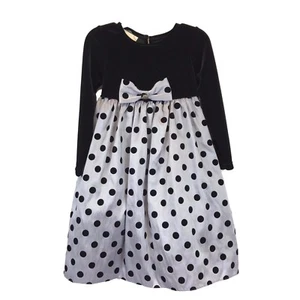 Vestido de tafetán mermelada para niñas 3T negro gris lunares tul fiesta de vacaciones - Imagen 1 de 9