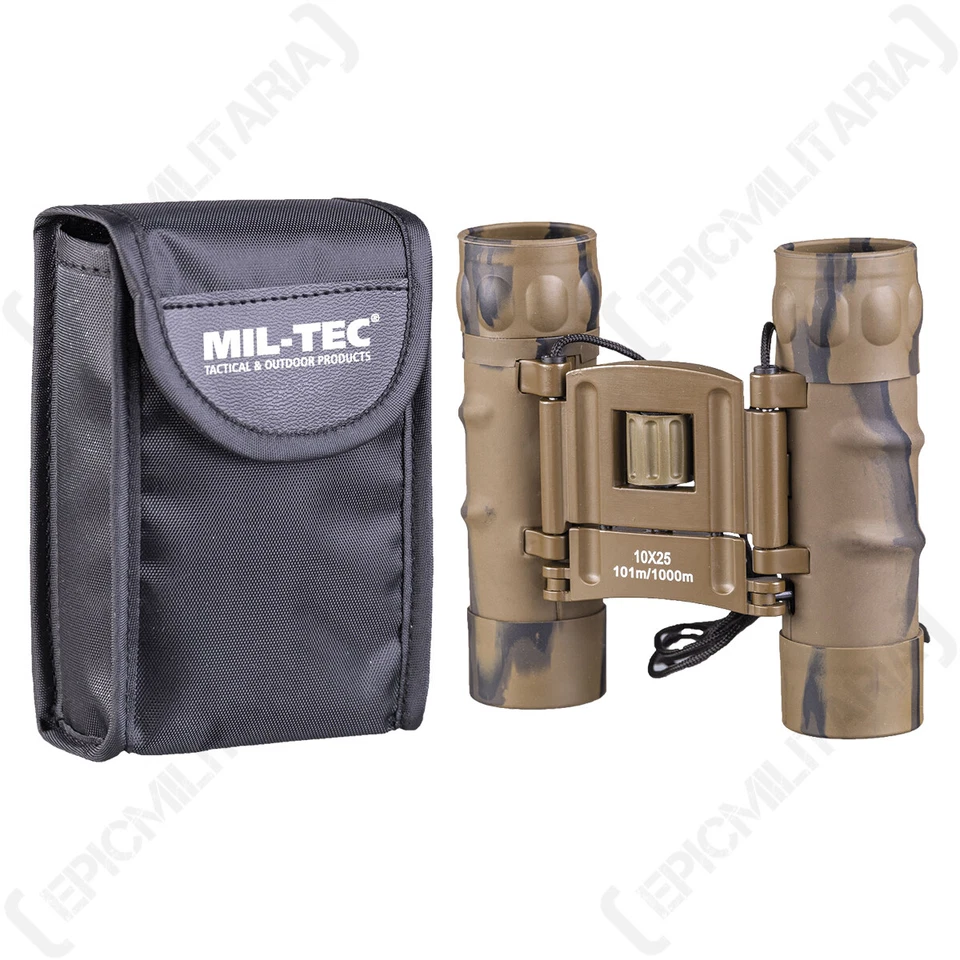 10 x 25 Foldable Binoculars with Case -Desert Camo -Bird Watching Hiking Hunting - Image 1 of 1