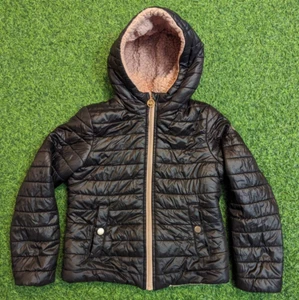 Michael Kors Girls Hooded Black Puffer Jacket - Size 7/8 - Picture 1 of 8