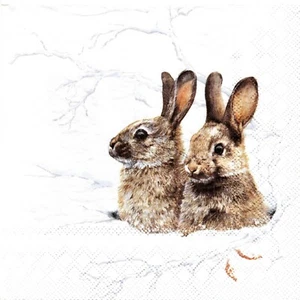PAPIERHANDTÜCHER KANINCHEN HASE IM WINTER. PAPIERSERVIETTEN KANINCHEN HASE IM WINTER - Bild 1 von 1