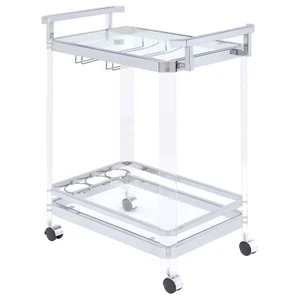 Modern Acrylic Lucite Bar Cart Serving Trolley Glass Wine Storage Coaster 902589 - Picture 1 of 8