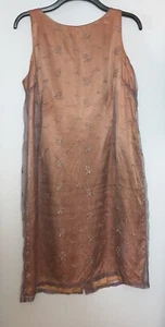 Vestido Hamells Vintage Bronce Floral Encaje Capa Talla 12-14 - Imagen 1 de 6