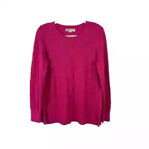 MICHAEL KORS Damenpullover Größe L Hot Pink Monogramm perforiert Rundhalsausschnitt Baumwolle - Bild 1 von 5