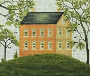 Needlepoint Handpainted Cooper Oaks Yellow Farmhouse 12x10 - Picture 1 of 4
