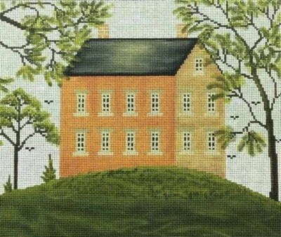 Needlepoint Handpainted Cooper Oaks Yellow Farmhouse 12x10 - Image 1 of 4