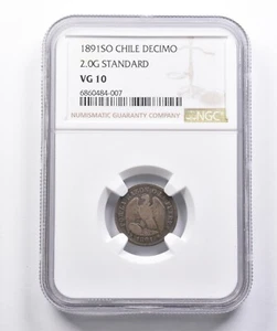 VG10 1891 SO Chile Decimo 2.0 G Standard NGC *3590 - Picture 1 of 3