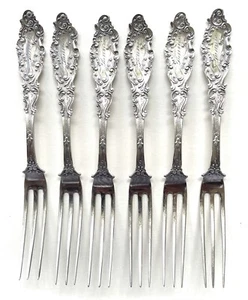 Set Of 6 Gorham Luxembourg Strawberry Fruit Forks Sterling Silver 4 3/4'' 59 Grs - Picture 1 of 6