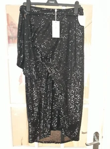 Ladies Marc Angelo Black Sequined Wrap Skirt Size 10 RRP £70 Party Night Out - Picture 1 of 9